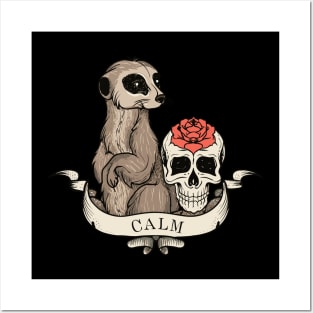 Calm Merkaat Rose Skull Posters and Art